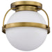 Flush Mount Nuvo 60-7781 Lakeshore 1 Light Medium Flush - Natural Brass Finish - White Opal Glass Nuvo