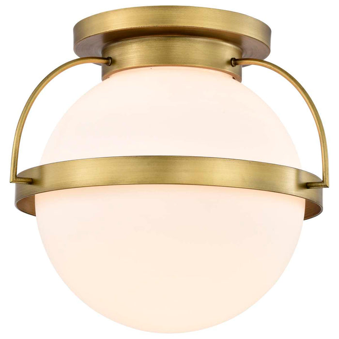 Flush Mount Nuvo 60-7782 Lakeshore 1 Light Large Flush - Natural Brass Finish - White Opal Glass Nuvo