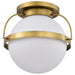 Flush Mount Nuvo 60-7782 Lakeshore 1 Light Large Flush - Natural Brass Finish - White Opal Glass Nuvo
