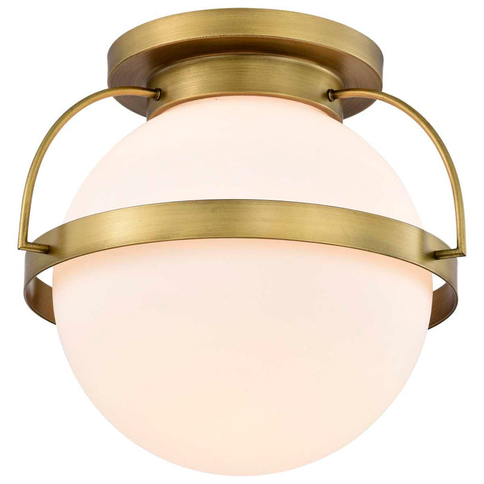 Flush Mount Nuvo 60-7782 Lakeshore 1 Light Large Flush - Natural Brass Finish - White Opal Glass Nuvo