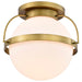 Flush Mount Nuvo 60-7782 Lakeshore 1 Light Large Flush - Natural Brass Finish - White Opal Glass Nuvo