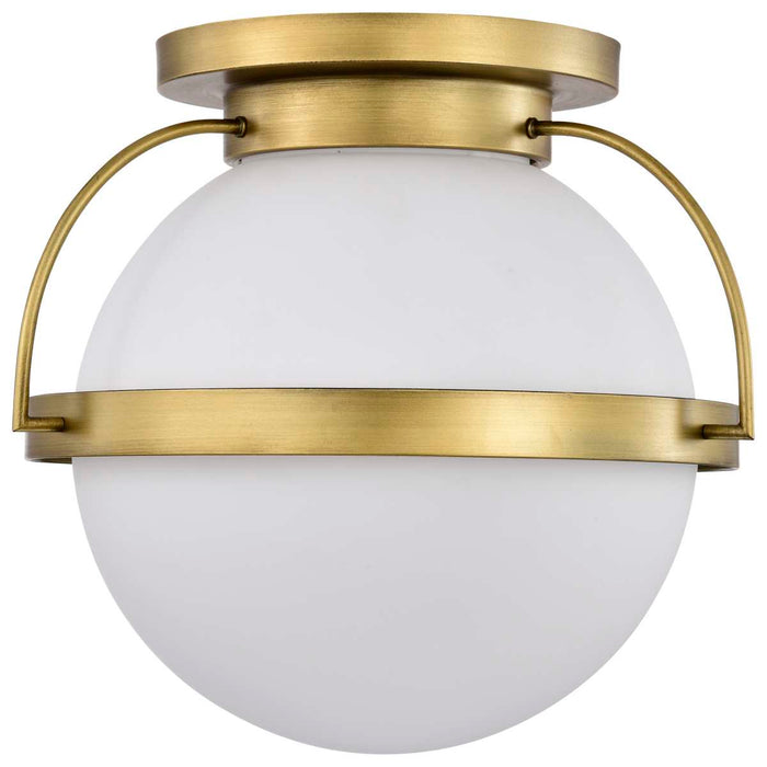 Flush Mount Nuvo 60-7782 Lakeshore 1 Light Large Flush - Natural Brass Finish - White Opal Glass Nuvo