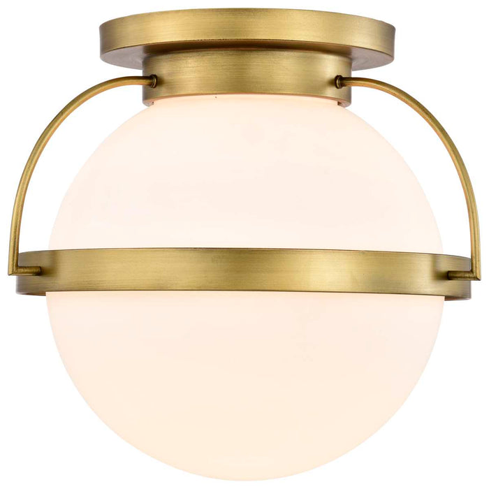 Flush Mount Nuvo 60-7782 Lakeshore 1 Light Large Flush - Natural Brass Finish - White Opal Glass Nuvo
