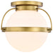 Flush Mount Nuvo 60-7782 Lakeshore 1 Light Large Flush - Natural Brass Finish - White Opal Glass Nuvo