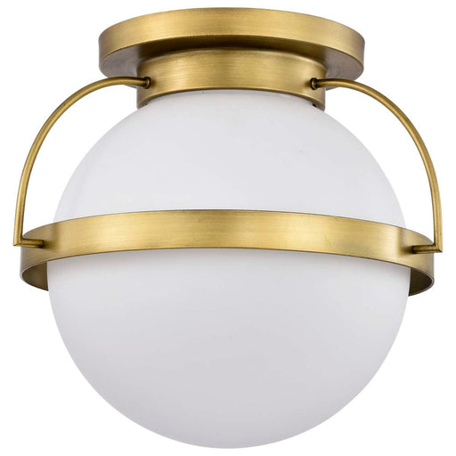 Flush Mount Nuvo 60-7782 Lakeshore 1 Light Large Flush - Natural Brass Finish - White Opal Glass Nuvo