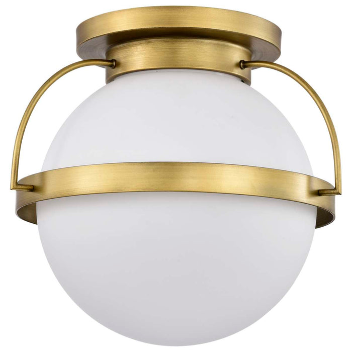 Flush Mount Nuvo 60-7782 Lakeshore 1 Light Large Flush - Natural Brass Finish - White Opal Glass Nuvo