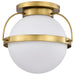 Flush Mount Nuvo 60-7782 Lakeshore 1 Light Large Flush - Natural Brass Finish - White Opal Glass Nuvo