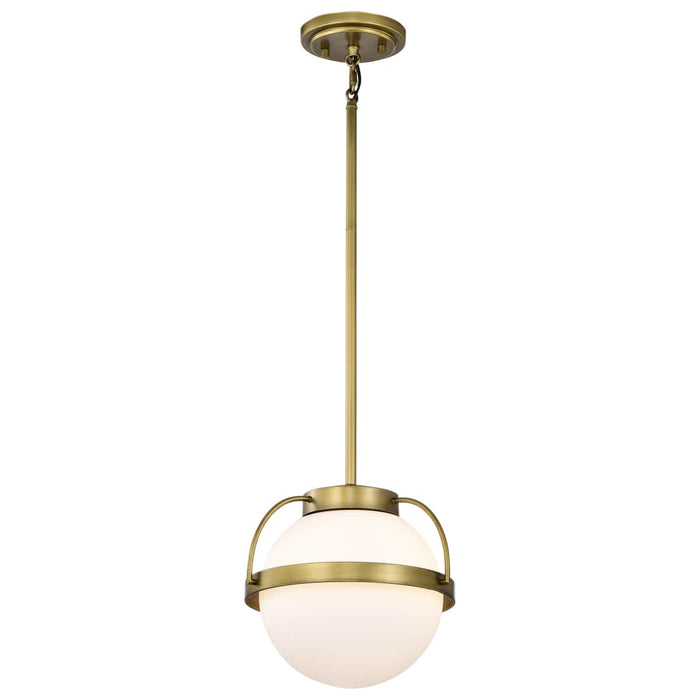 Pendant Nuvo 60-7783 Lakeshore 1 Light Small Pendant - Natural Brass Finish - White Opal Glass Nuvo