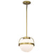 Pendant Nuvo 60-7783 Lakeshore 1 Light Small Pendant - Natural Brass Finish - White Opal Glass Nuvo