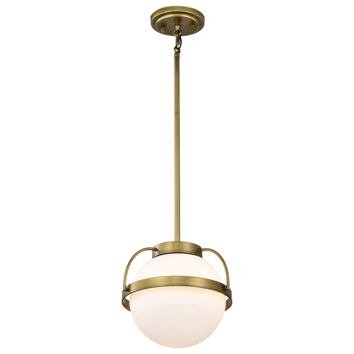 Pendant Nuvo 60-7783 Lakeshore 1 Light Small Pendant - Natural Brass Finish - White Opal Glass Nuvo