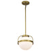Pendant Nuvo 60-7783 Lakeshore 1 Light Small Pendant - Natural Brass Finish - White Opal Glass Nuvo