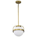 Pendant Nuvo 60-7783 Lakeshore 1 Light Small Pendant - Natural Brass Finish - White Opal Glass Nuvo