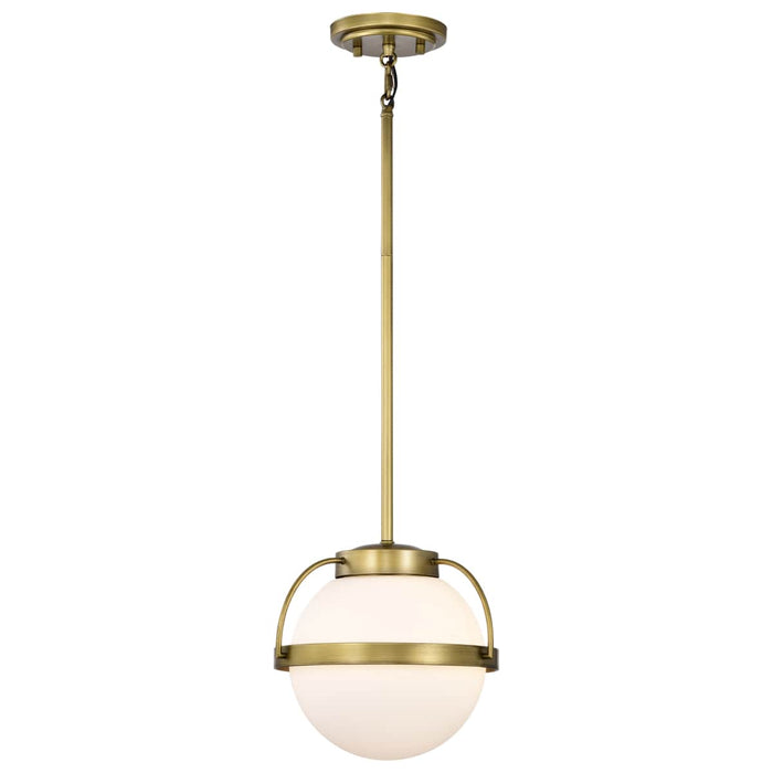 Pendant Nuvo 60-7783 Lakeshore 1 Light Small Pendant - Natural Brass Finish - White Opal Glass Nuvo