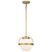 Pendant Nuvo 60-7783 Lakeshore 1 Light Small Pendant - Natural Brass Finish - White Opal Glass Nuvo