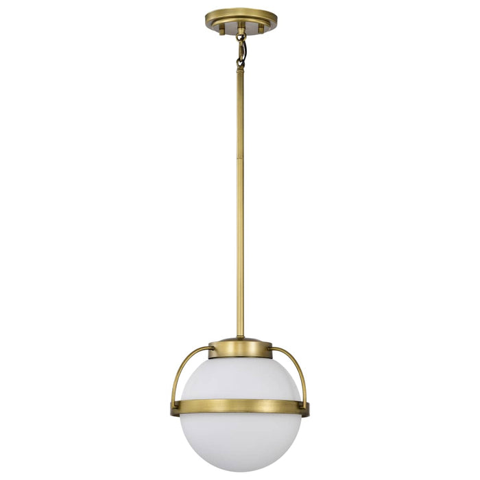 Pendant Nuvo 60-7783 Lakeshore 1 Light Small Pendant - Natural Brass Finish - White Opal Glass Nuvo