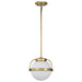 Pendant Nuvo 60-7783 Lakeshore 1 Light Small Pendant - Natural Brass Finish - White Opal Glass Nuvo