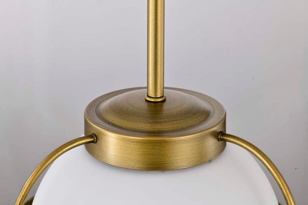 Pendant Nuvo 60-7783 Lakeshore 1 Light Small Pendant - Natural Brass Finish - White Opal Glass Nuvo