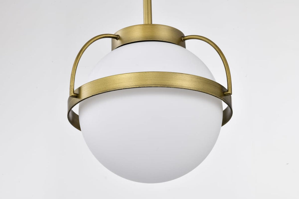 Pendant Nuvo 60-7783 Lakeshore 1 Light Small Pendant - Natural Brass Finish - White Opal Glass Nuvo