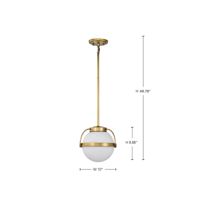 Pendant Nuvo 60-7783 Lakeshore 1 Light Small Pendant - Natural Brass Finish - White Opal Glass Nuvo