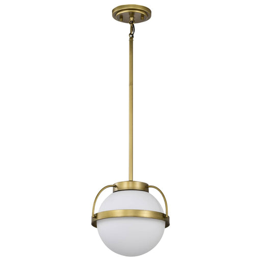Pendant Nuvo 60-7783 Lakeshore 1 Light Small Pendant - Natural Brass Finish - White Opal Glass Nuvo
