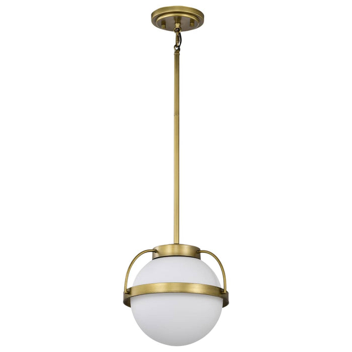 Pendant Nuvo 60-7783 Lakeshore 1 Light Small Pendant - Natural Brass Finish - White Opal Glass Nuvo