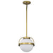 Pendant Nuvo 60-7783 Lakeshore 1 Light Small Pendant - Natural Brass Finish - White Opal Glass Nuvo