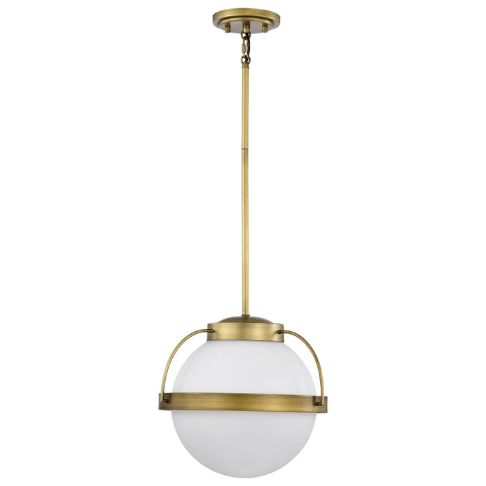 Pendant Nuvo 60-7784 Lakeshore 1 Light Medium Pendant - Natural Brass Finish - White Opal Glass Nuvo