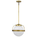 Pendant Nuvo 60-7784 Lakeshore 1 Light Medium Pendant - Natural Brass Finish - White Opal Glass Nuvo