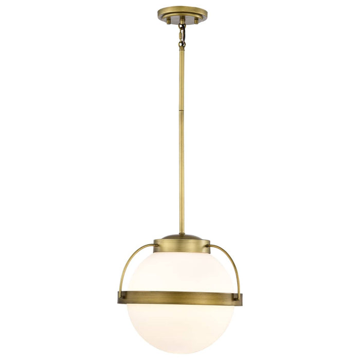 Pendant Nuvo 60-7784 Lakeshore 1 Light Medium Pendant - Natural Brass Finish - White Opal Glass Nuvo