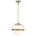 Pendant Nuvo 60-7784 Lakeshore 1 Light Medium Pendant - Natural Brass Finish - White Opal Glass Nuvo