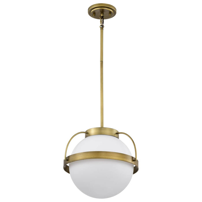 Pendant Nuvo 60-7784 Lakeshore 1 Light Medium Pendant - Natural Brass Finish - White Opal Glass Nuvo