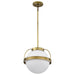 Pendant Nuvo 60-7784 Lakeshore 1 Light Medium Pendant - Natural Brass Finish - White Opal Glass Nuvo