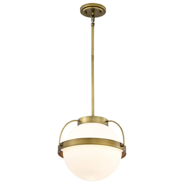 Pendant Nuvo 60-7784 Lakeshore 1 Light Medium Pendant - Natural Brass Finish - White Opal Glass Nuvo