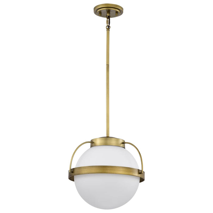 Pendant Nuvo 60-7784 Lakeshore 1 Light Medium Pendant - Natural Brass Finish - White Opal Glass Nuvo