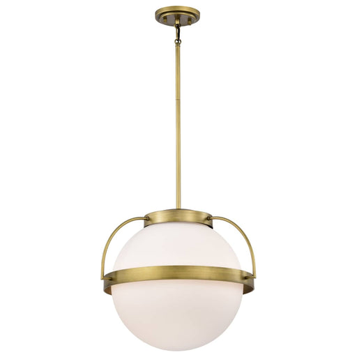 Pendant Nuvo 60-7785 Lakeshore 1 Light Large Pendant - Natural Brass Finish - White Opal Glass Nuvo