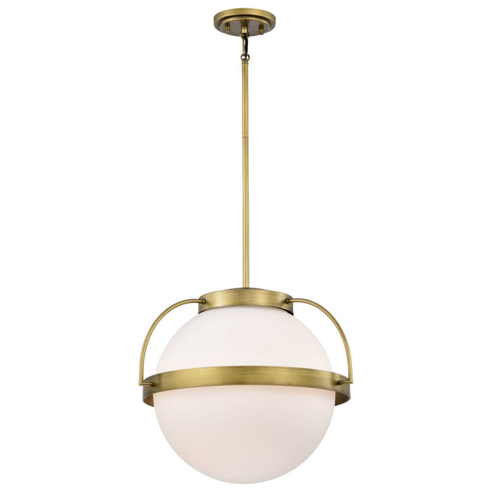 Pendant Nuvo 60-7785 Lakeshore 1 Light Large Pendant - Natural Brass Finish - White Opal Glass Nuvo