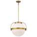 Pendant Nuvo 60-7785 Lakeshore 1 Light Large Pendant - Natural Brass Finish - White Opal Glass Nuvo