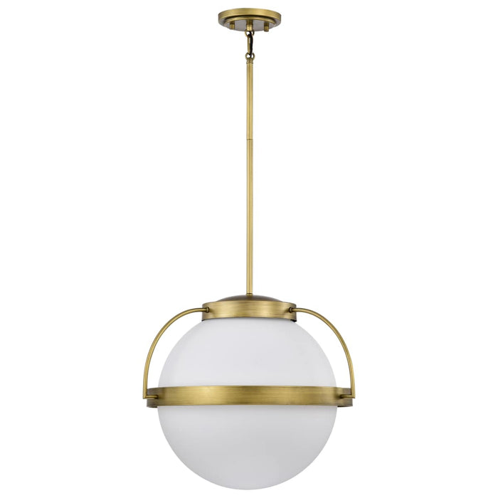 Pendant Nuvo 60-7785 Lakeshore 1 Light Large Pendant - Natural Brass Finish - White Opal Glass Nuvo