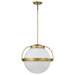 Pendant Nuvo 60-7785 Lakeshore 1 Light Large Pendant - Natural Brass Finish - White Opal Glass Nuvo