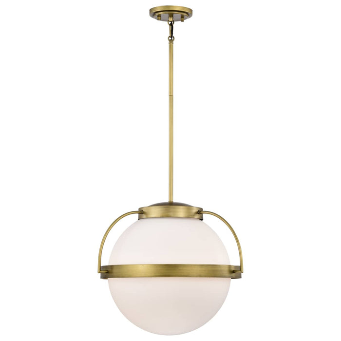 Pendant Nuvo 60-7785 Lakeshore 1 Light Large Pendant - Natural Brass Finish - White Opal Glass Nuvo