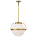 Pendant Nuvo 60-7785 Lakeshore 1 Light Large Pendant - Natural Brass Finish - White Opal Glass Nuvo