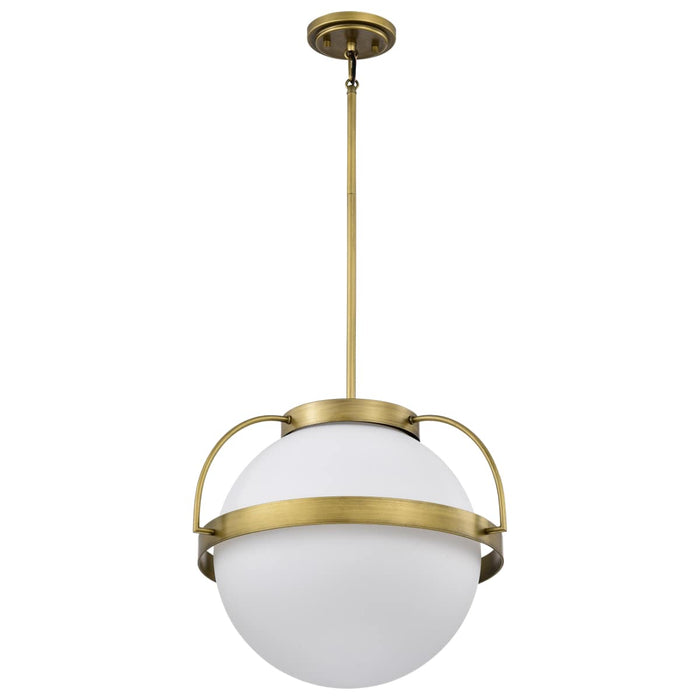 Pendant Nuvo 60-7785 Lakeshore 1 Light Large Pendant - Natural Brass Finish - White Opal Glass Nuvo