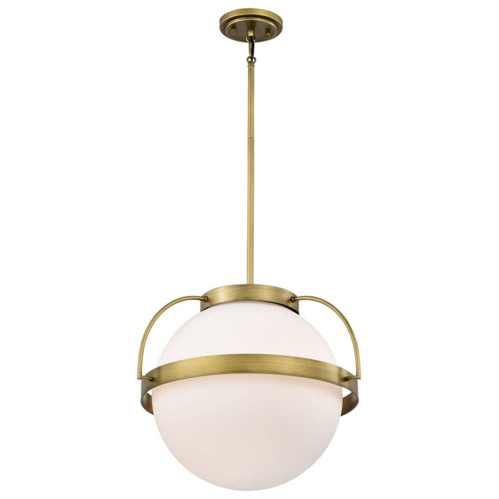 Pendant Nuvo 60-7785 Lakeshore 1 Light Large Pendant - Natural Brass Finish - White Opal Glass Nuvo