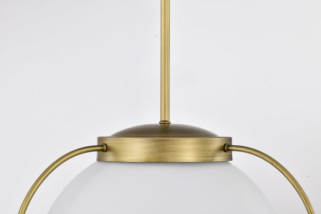 Pendant Nuvo 60-7785 Lakeshore 1 Light Large Pendant - Natural Brass Finish - White Opal Glass Nuvo