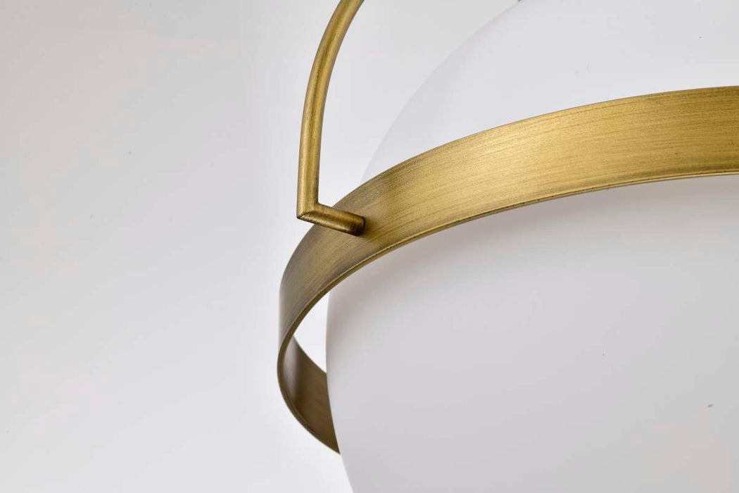 Pendant Nuvo 60-7785 Lakeshore 1 Light Large Pendant - Natural Brass Finish - White Opal Glass Nuvo