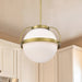 Pendant Nuvo 60-7785 Lakeshore 1 Light Large Pendant - Natural Brass Finish - White Opal Glass Nuvo