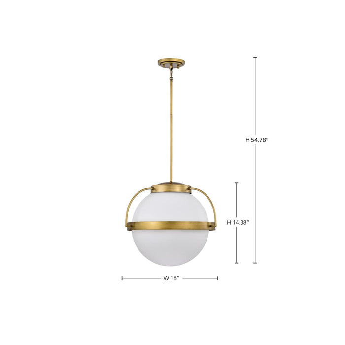 Pendant Nuvo 60-7785 Lakeshore 1 Light Large Pendant - Natural Brass Finish - White Opal Glass Nuvo
