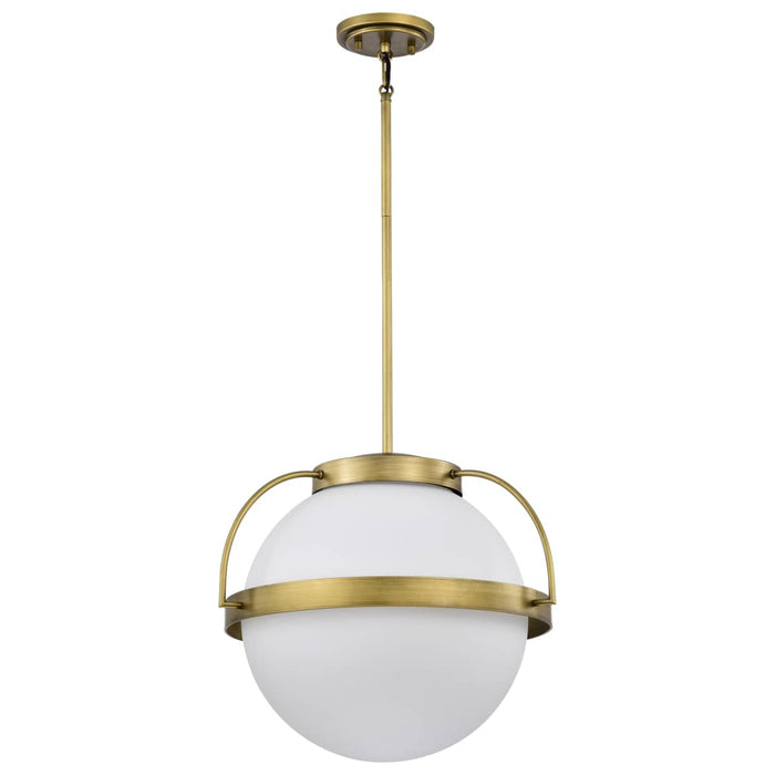 Pendant Nuvo 60-7785 Lakeshore 1 Light Large Pendant - Natural Brass Finish - White Opal Glass Nuvo