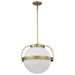 Pendant Nuvo 60-7785 Lakeshore 1 Light Large Pendant - Natural Brass Finish - White Opal Glass Nuvo