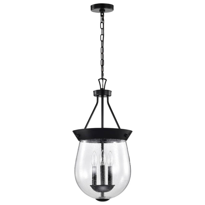 Pendant Nuvo 60-7800 Boliver 3 Light Pendant - 11 Inches - Matte Black Finish - Clear Seeded Glass Nuvo